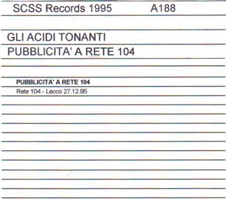 a188 gli acidi tonanti: pubblicita a rete 104 1995 a188 gli acidi tonanti: pubblicita a rete 104 1995